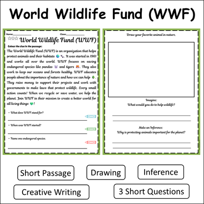 World Wildlife Fund (WWF) | Short Reading Comprehension Creative Worksheet