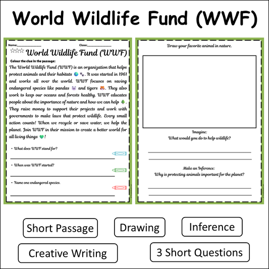 World Wildlife Fund (WWF) | Short Reading Comprehension Creative Worksheet