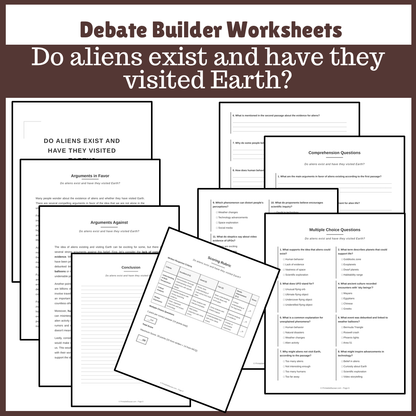Do aliens exist and have they visited Earth? | Favour and Against Worksheet Printable Activity