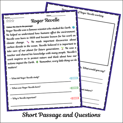 Roger Revelle | Short Reading Comprehension Creative Worksheet
