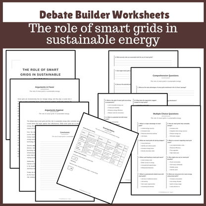 The role of smart grids in sustainable energy | Favour and Against Worksheet Printable Activity