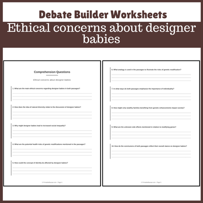 Ethical concerns about designer babies | Favour and Against Worksheet Printable Activity