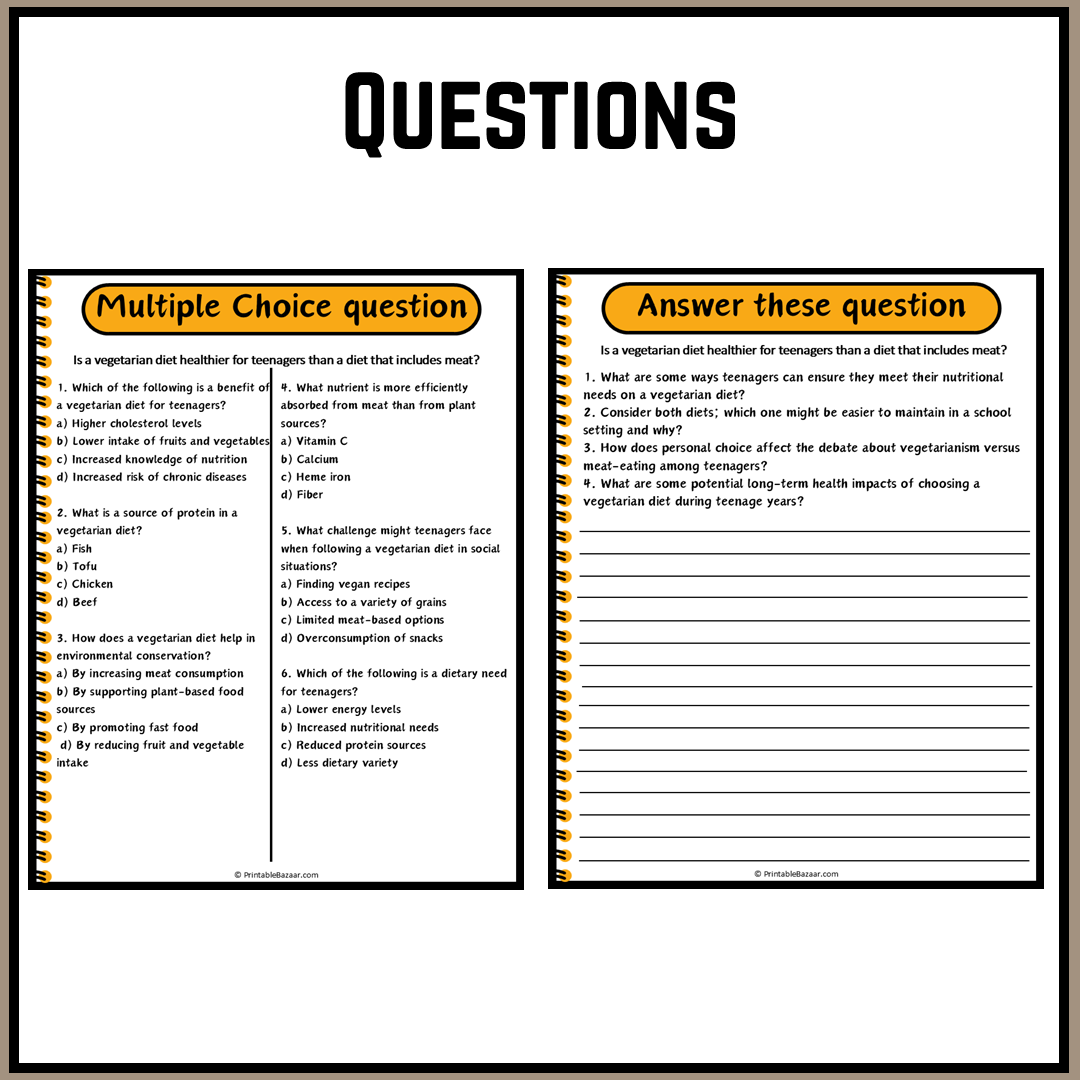 Is a vegetarian diet healthier for teenagers than a diet that includes meat? | Debate Case Study Worksheet