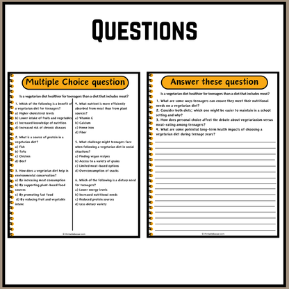 Is a vegetarian diet healthier for teenagers than a diet that includes meat? | Debate Case Study Worksheet