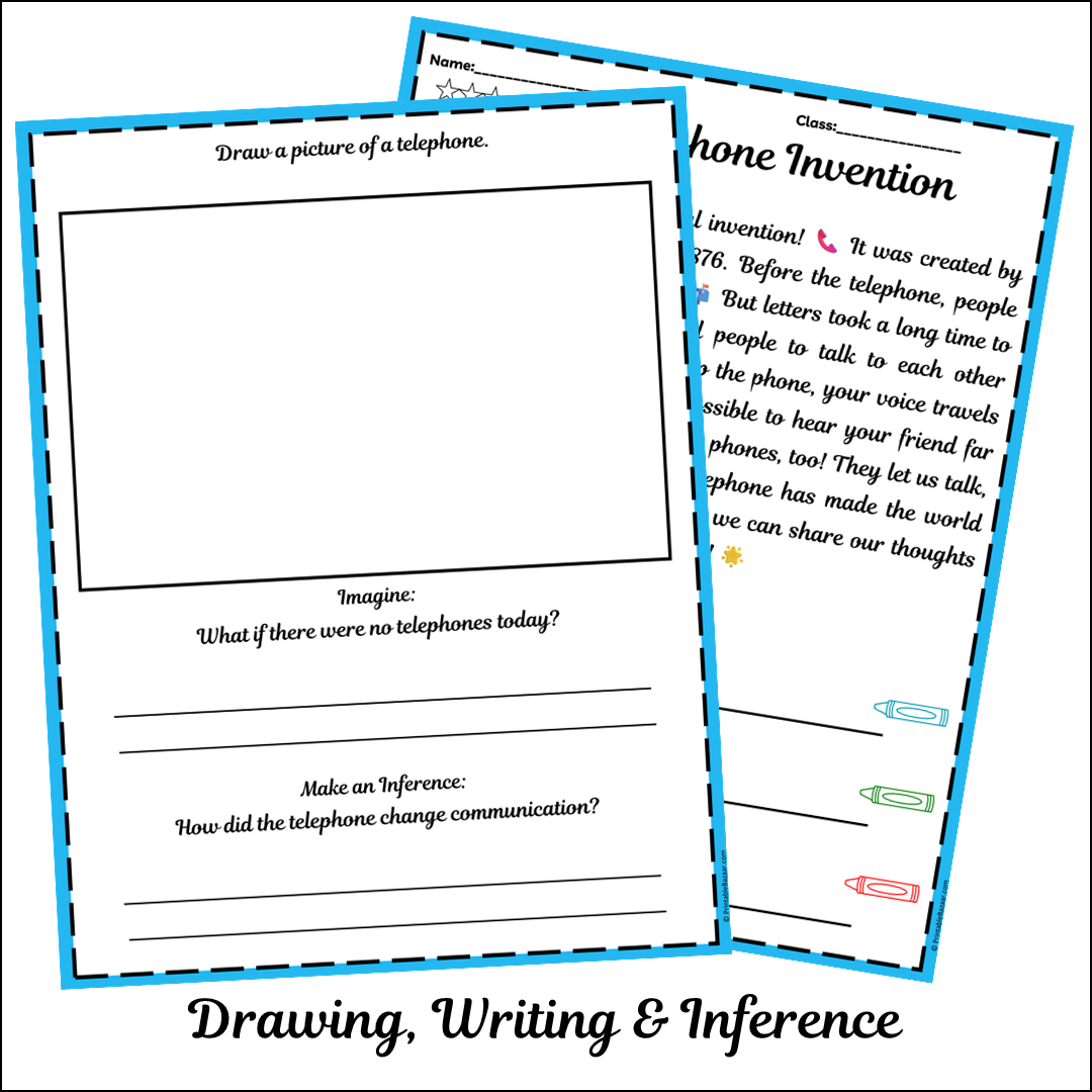 Telephone Invention | Short Reading Comprehension Creative Worksheet