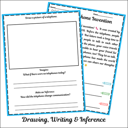 Telephone Invention | Short Reading Comprehension Creative Worksheet