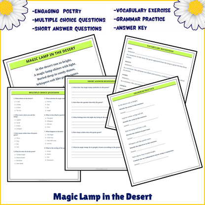 Magic Lamp in the Desert | Poem Grammar Worksheet Printable Activity