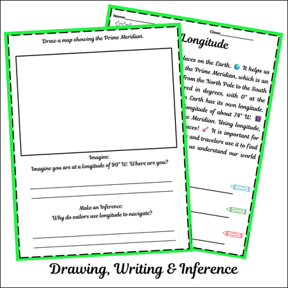 Longitude | Short Reading Comprehension Creative Worksheet