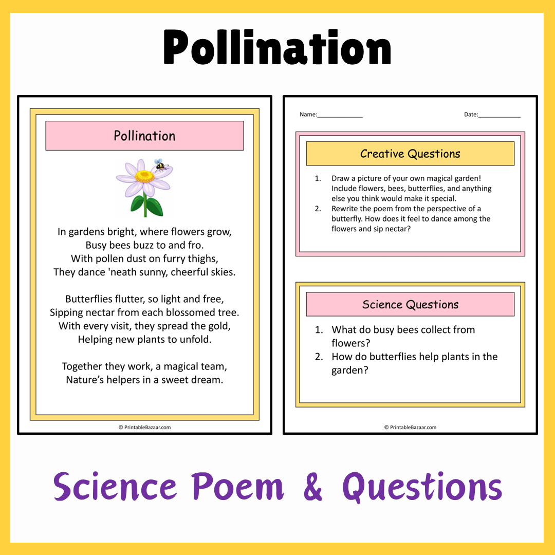 Pollination | Science Poem Reading Comprehension Activity