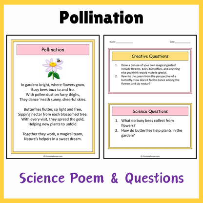 Pollination | Science Poem Reading Comprehension Activity