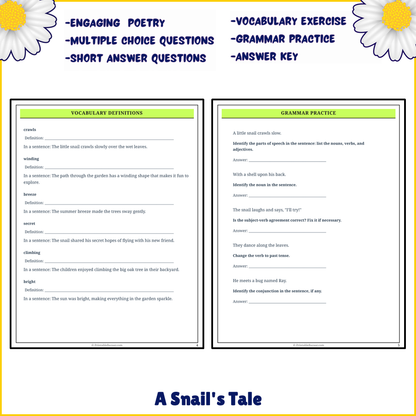 A Snail's Tale | Poem Grammar Worksheet Printable Activity