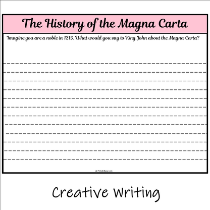 The History of the Magna Carta | Main Idea and Supporting Details Reading Passage and Questions