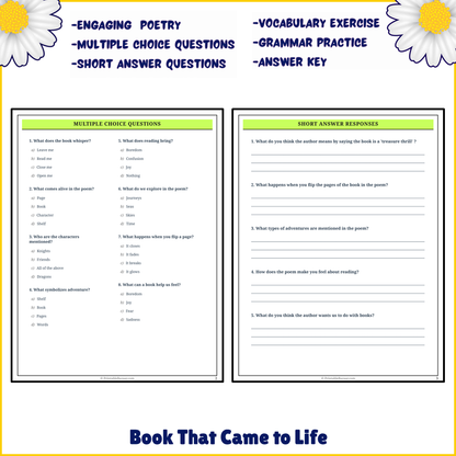 Book That Came to Life | Poem Grammar Worksheet Printable Activity