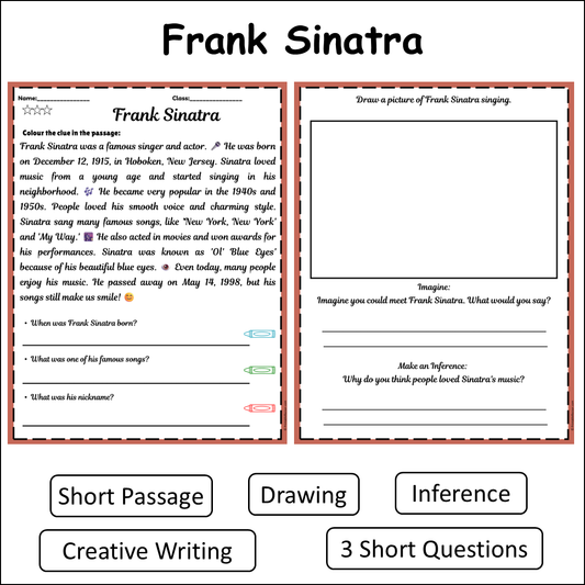 Frank Sinatra | Short Reading Comprehension Creative Worksheet