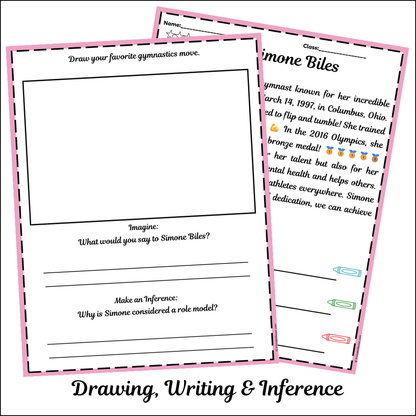 Simone Biles | Short Reading Comprehension Creative Worksheet