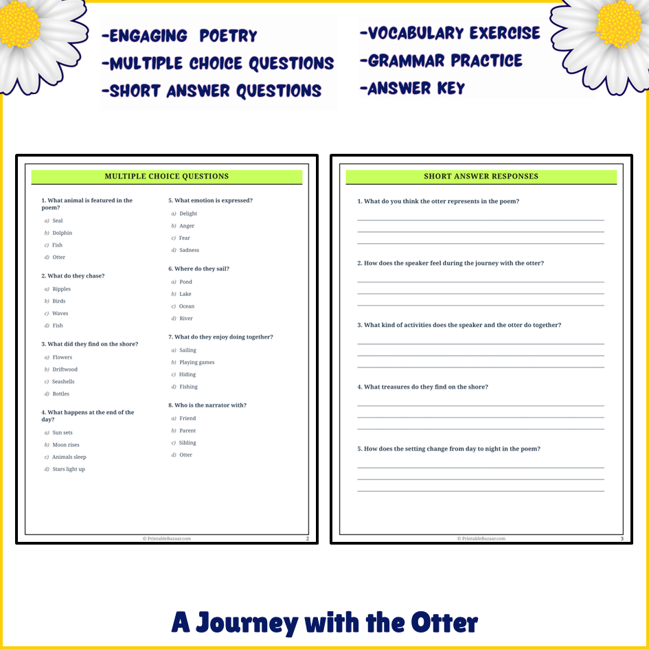 A Journey with the Otter | Poem Grammar Worksheet Printable Activity