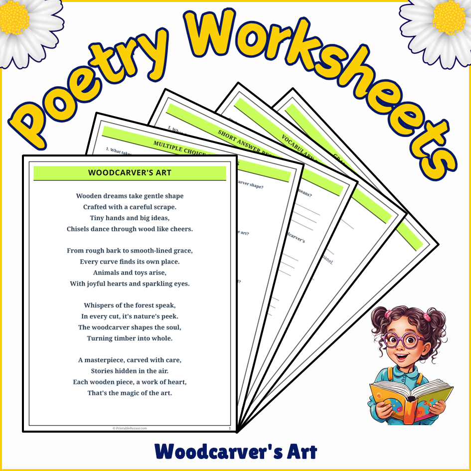 Woodcarver's Art | Poem Grammar Worksheet Printable Activity