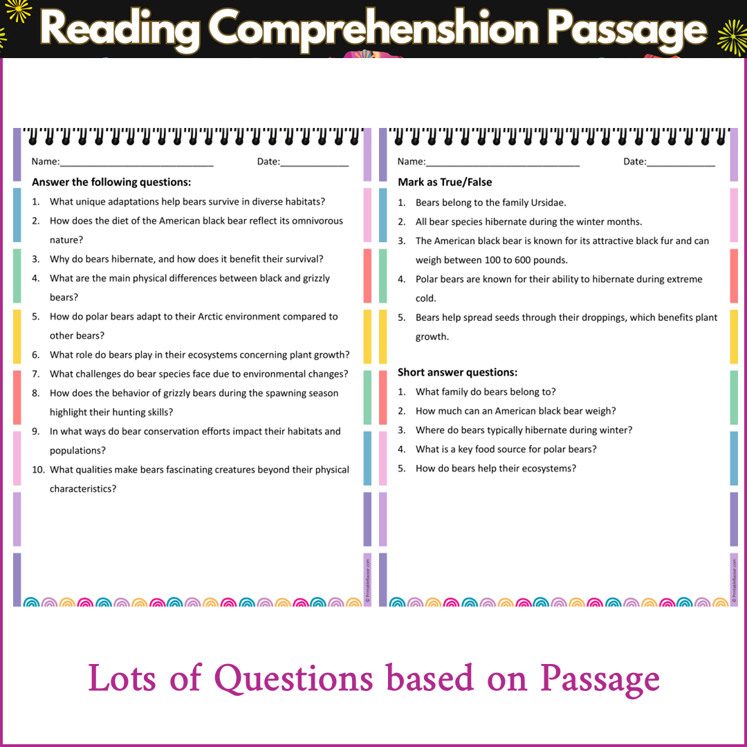 Bears | Reading Comprehension Passage and Questions