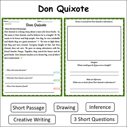 Don Quixote | Short Reading Comprehension Creative Worksheet