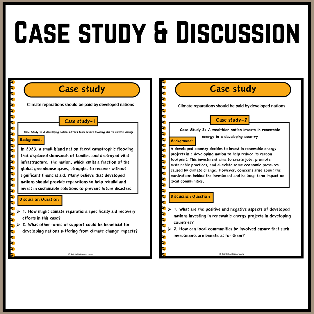 Climate reparations should be paid by developed nations | Debate Case Study Worksheet