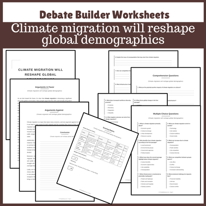 Climate migration will reshape global demographics | Favour and Against Worksheet Printable Activity