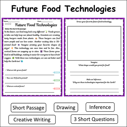 Future Food Technologies | Short Reading Comprehension Creative Worksheet