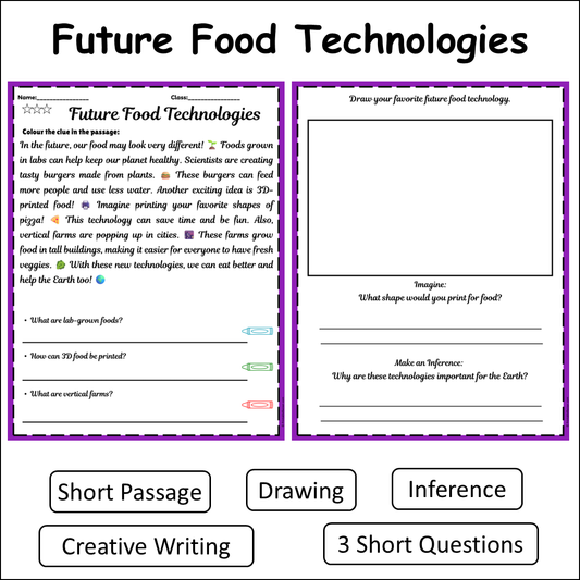 Future Food Technologies | Short Reading Comprehension Creative Worksheet