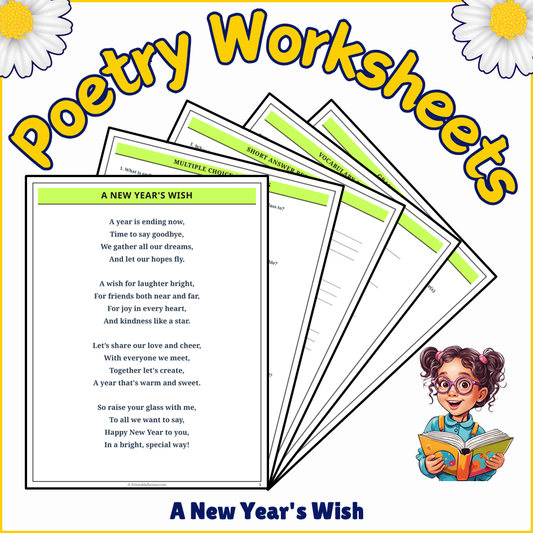 A New Year's Wish | Poem Grammar Worksheet Printable Activity