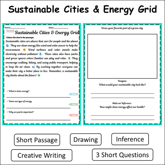 Sustainable Cities & Energy Grid | Short Reading Comprehension Creative Worksheet