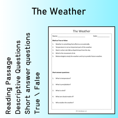 The Weather | Reading Comprehension Passage Printable Worksheet