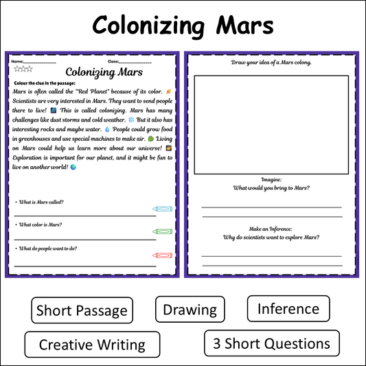 Colonizing Mars | Short Reading Comprehension Creative Worksheet