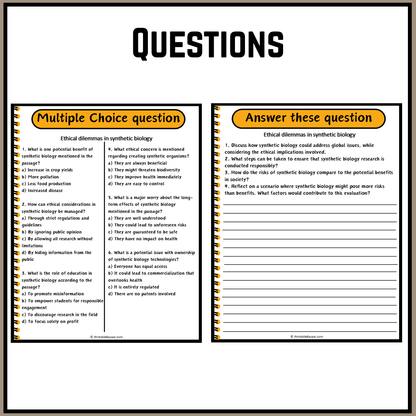 Ethical dilemmas in synthetic biology | Debate Case Study Worksheet