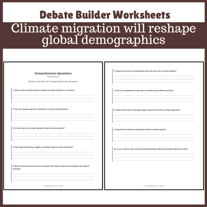 Climate migration will reshape global demographics | Favour and Against Worksheet Printable Activity