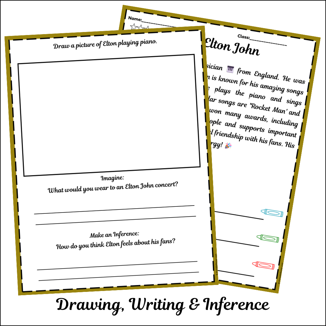 Elton John | Short Reading Comprehension Creative Worksheet