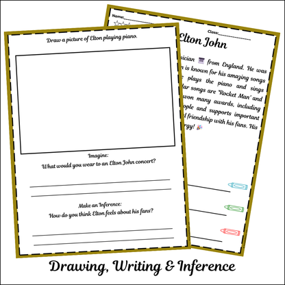 Elton John | Short Reading Comprehension Creative Worksheet