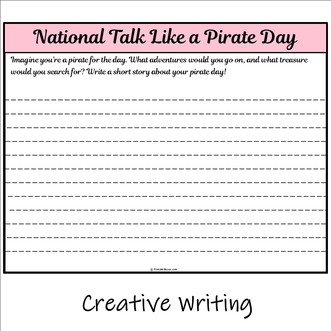 National Talk Like a Pirate Day | Main Idea and Supporting Details Reading Passage and Questions