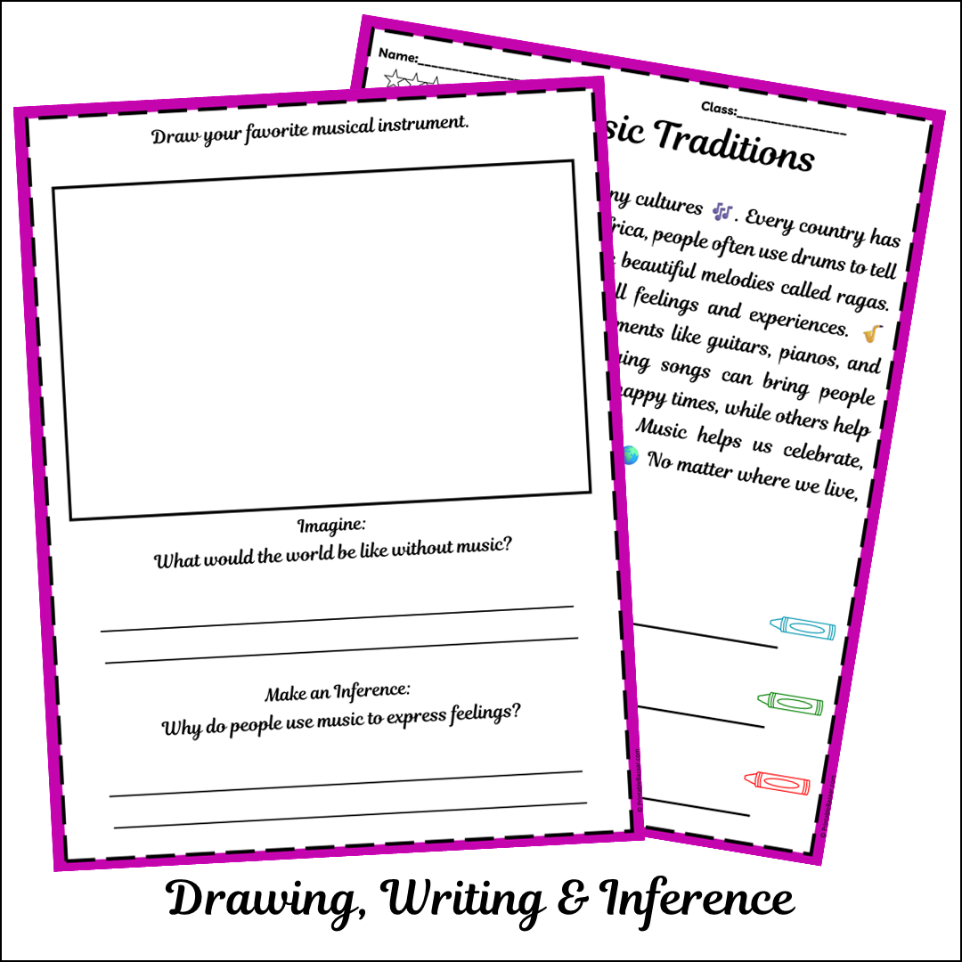 Music Traditions | Short Reading Comprehension Creative Worksheet