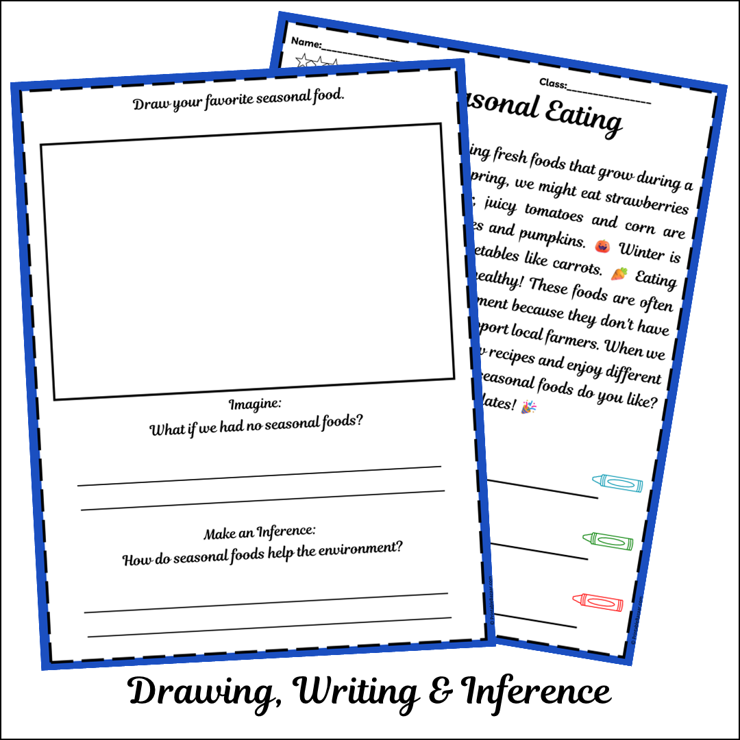 Seasonal Eating | Short Reading Comprehension Creative Worksheet