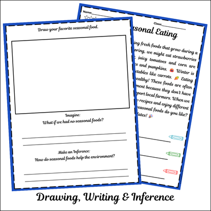 Seasonal Eating | Short Reading Comprehension Creative Worksheet
