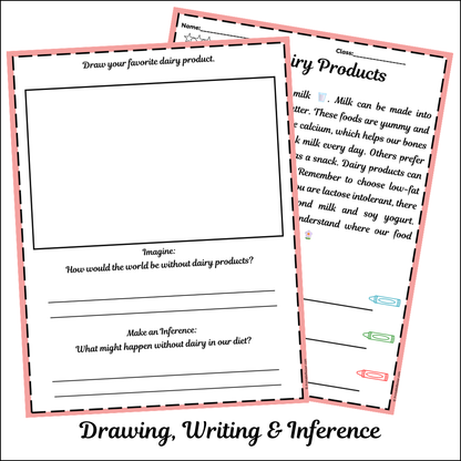 Dairy Products | Short Reading Comprehension Creative Worksheet