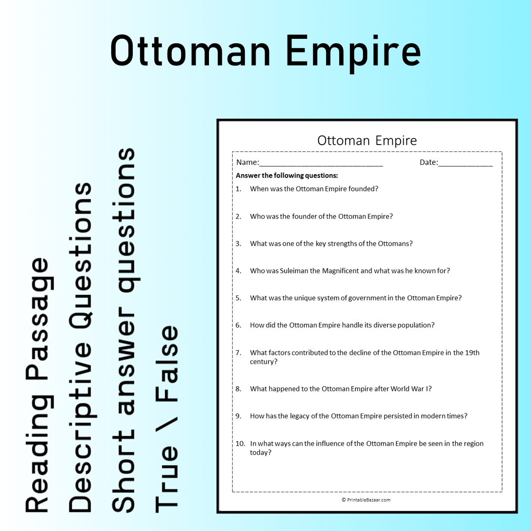 Ottoman Empire | Reading Comprehension Passage Printable Worksheet