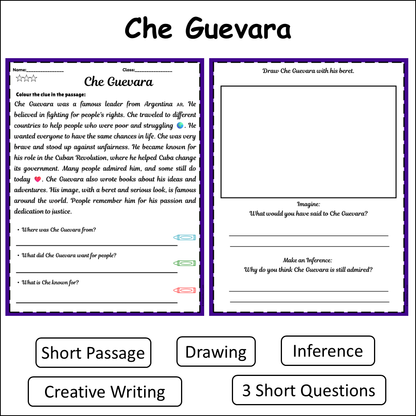 Che Guevara | Short Reading Comprehension Creative Worksheet
