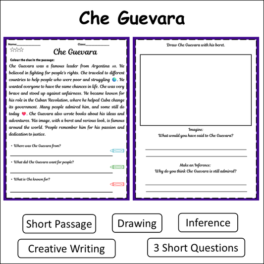 Che Guevara | Short Reading Comprehension Creative Worksheet