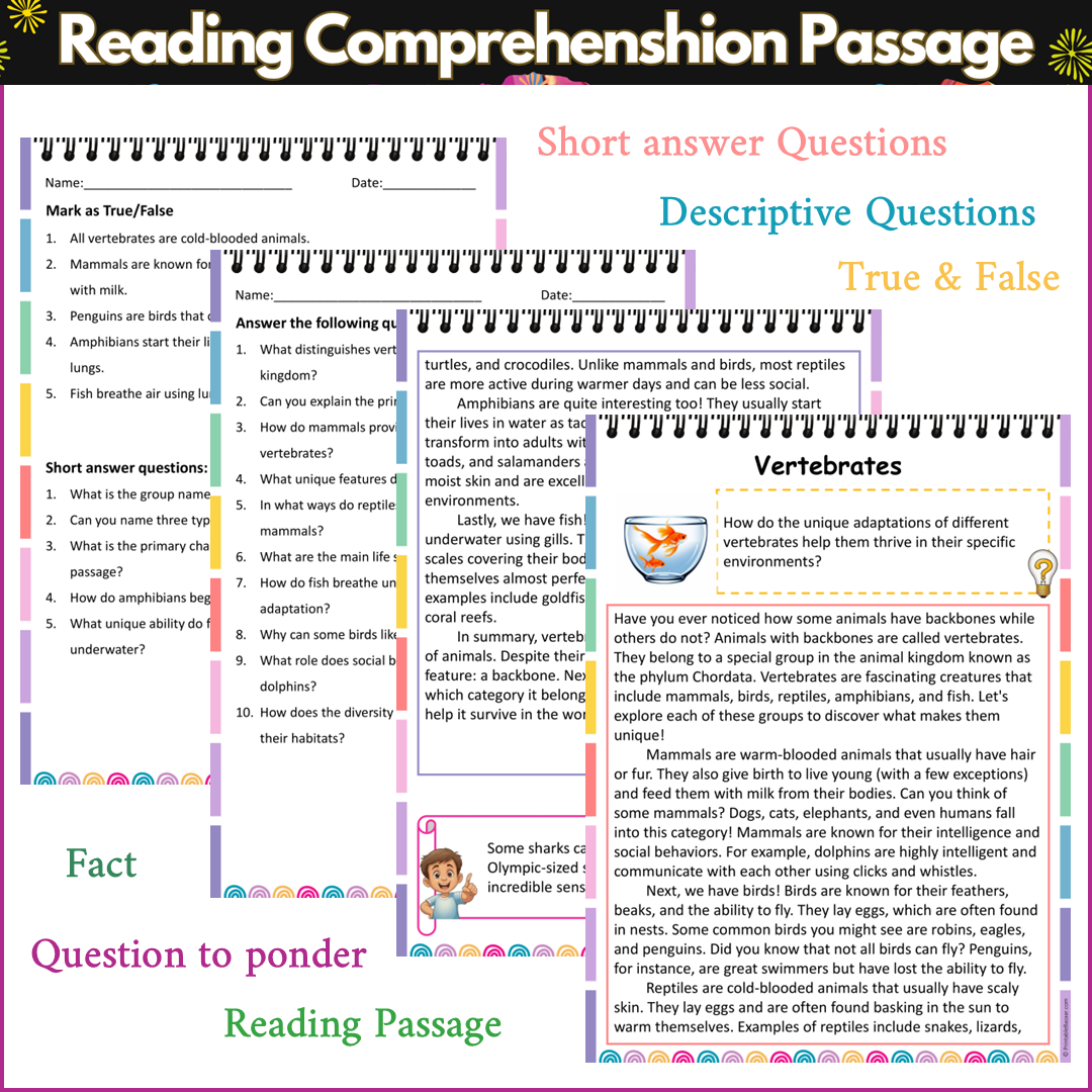 Vertebrates | Reading Comprehension Passage and Questions