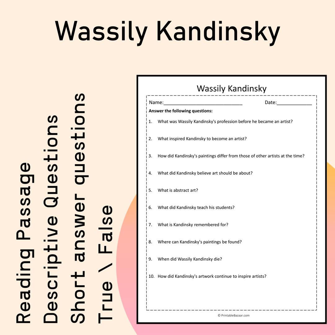 Wassily Kandinsky | Reading Comprehension Passage Printable Activity