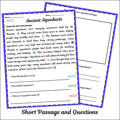 Ancient Aqueducts | Short Reading Comprehension Creative Worksheet