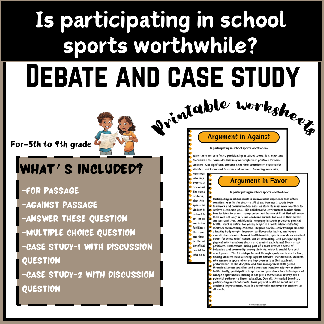 Is participating in school sports worthwhile? | Debate Case Study Worksheet