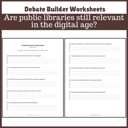 Are public libraries still relevant in the digital age? | Favour and Against Worksheet Printable Activity
