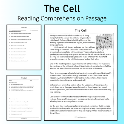 The Cell | Reading Comprehension Passage Printable Worksheet