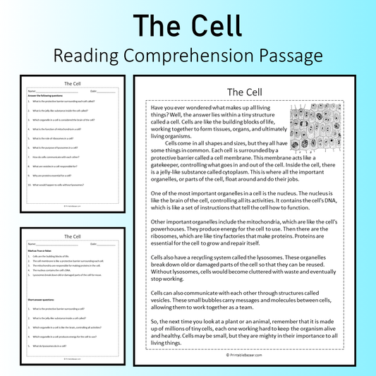 The Cell | Reading Comprehension Passage Printable Worksheet